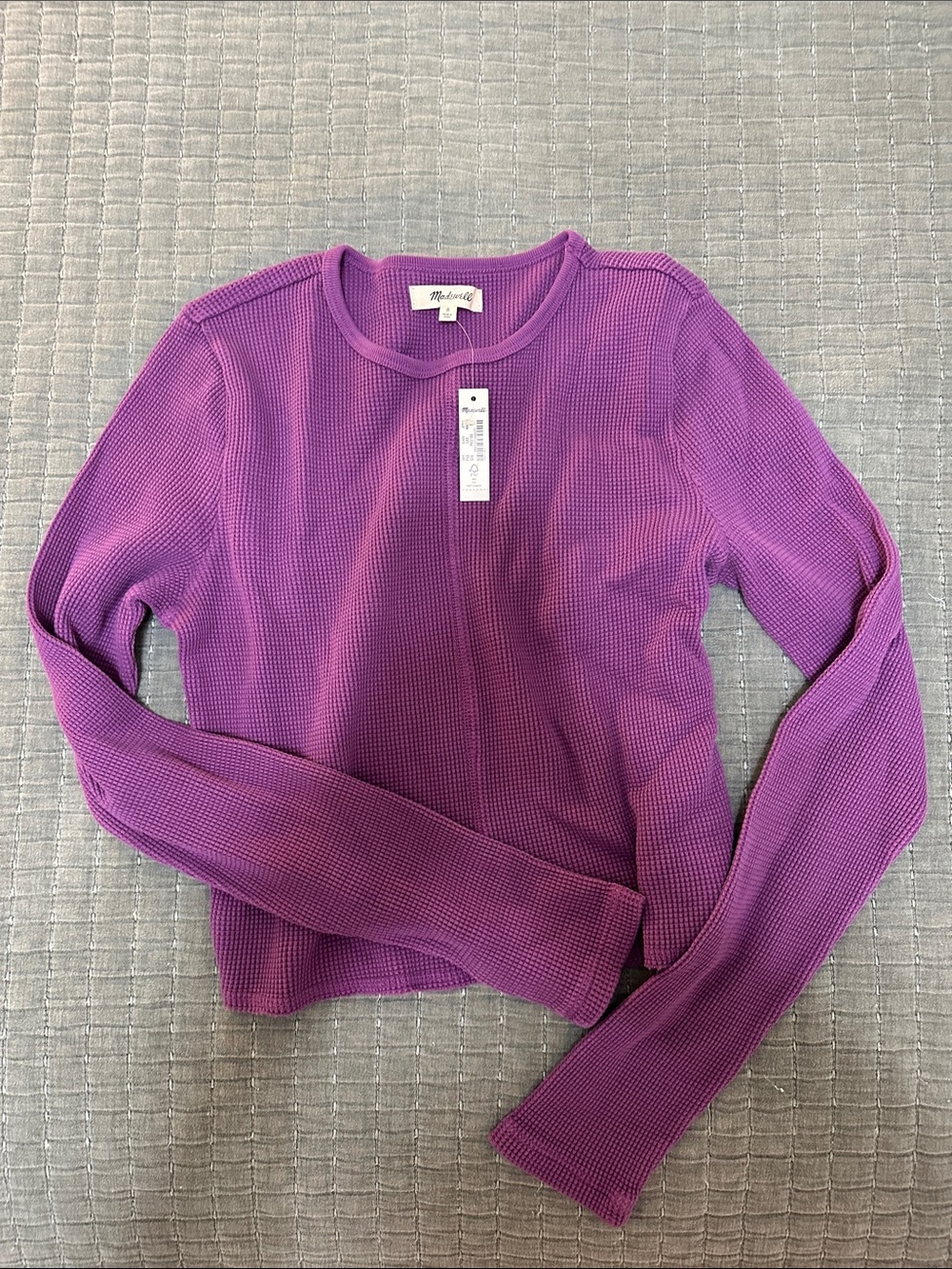 Madewell Purple Waffle Knit Long Sleeve Top